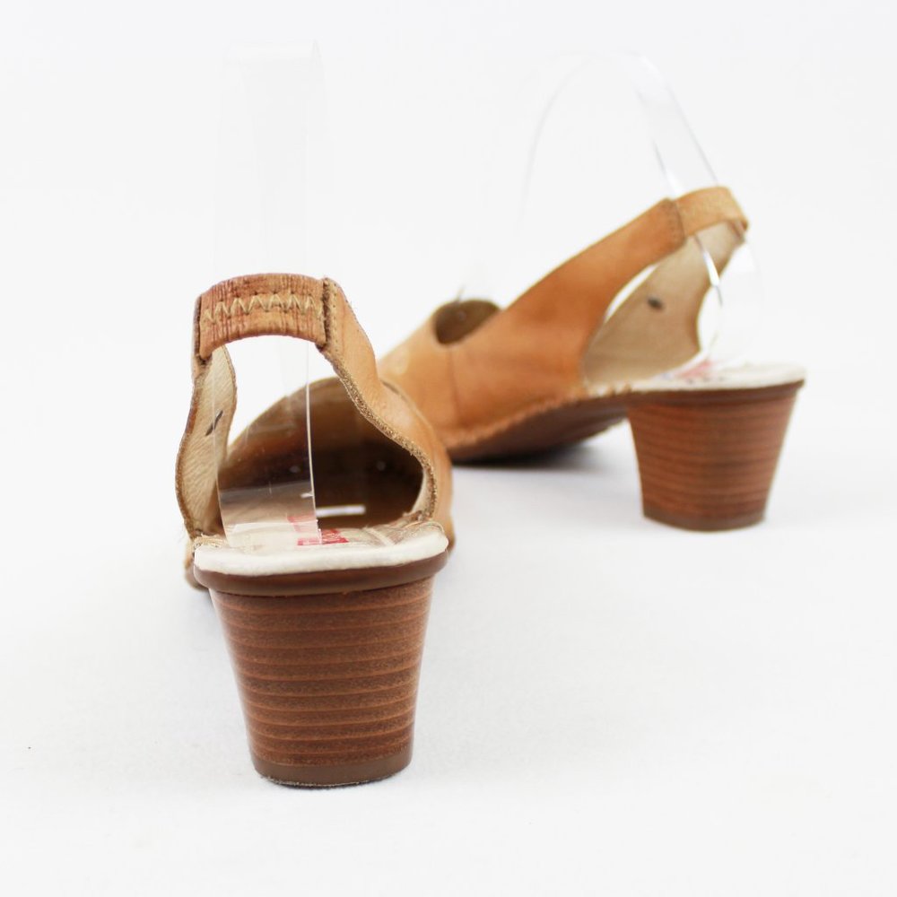 Pikolinos Tan Floral Pattern Sling-back Leather Shoes - Picture 4 of 14